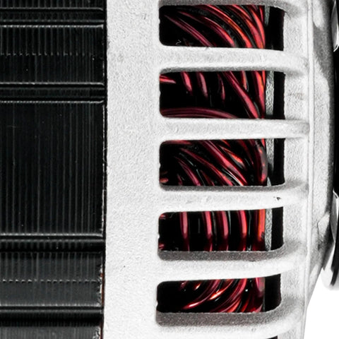 Close-up of Rogue 2008 2012 Alternator 110 Amp Hitachi Replacement For Nissan 12V CW Rotation With 6 Groove Pulley 11163N