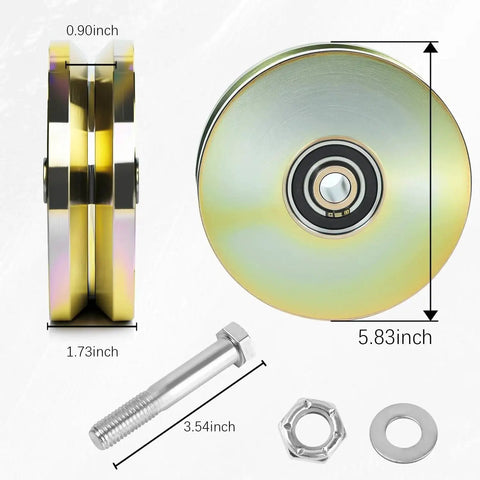 2 Pack 6 Inch V Groove Wheels With Solid Steel Sliding Wheel and Dual Sealed Bearings for Heavy Duty Gates, includes mounting screw