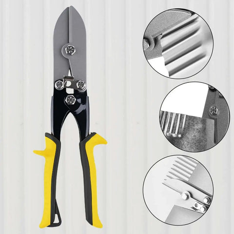 Five Head Hand Crimper For Sheet Metal With Ergonomic Grip Lock And Spring Loaded Lever Carbon Steel Duct Gutter Crimp Tool, front view