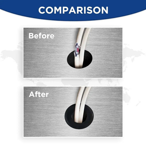 Comparison before and after using Pro Grade Rubber Grommet Kit For Wiring Pack Of 190 in metal panel installation.