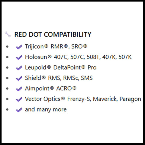 Compatibility list for 36 Piece Screw Set Built For SIG SAUER Red Dot Optics And Adapter Plates With T10 Key And Pre Coated Threadlocker