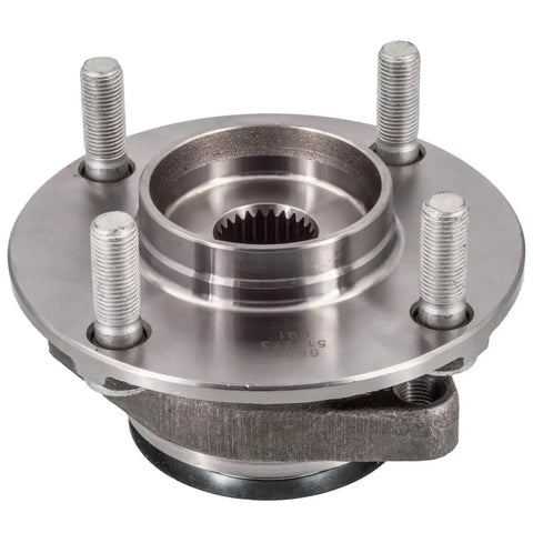 Front view of Front Hub Bearing Assembly for 2007 to 2012 Nissan Versa 4 Lug without ABS, Bolt On Direct Fit, 25 Spline Ball Bearing, Pre Greased