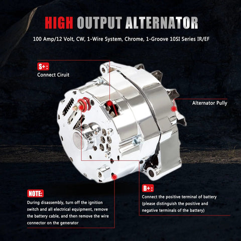 Chrome 1 Wire Self Exciting Alternator For Hot Rod GM Small Block V8 305 350 Chrome Finish Street Ready Upgrade