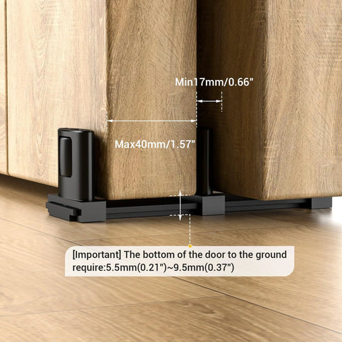 Adjustable Three Wheel Sliding Barn Door Floor Guide For Bypass Doors Black Finish With Ultra Smooth No Hassle Double Sided Pulley System Easy Install Heavy Duty Floor Guide For Closet Doors One Piece Design
