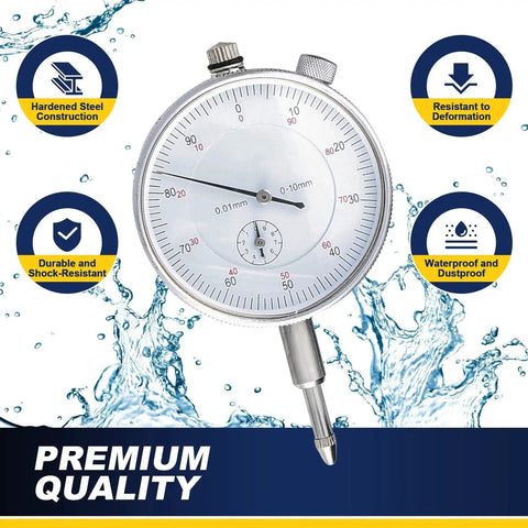 Pro Grade Magnetic Dial Indicator Base Holder For Precision Measurements 0 To 10mm Range With 0.01mm Resolution 2 Inch Dial