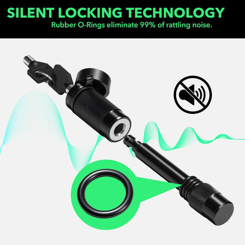 Heavy Duty Anti Theft Trailer Hitch Pin Lock For Five Eighths Inch Shackle Fits Class III And IV Two Inch Receiver Anti Rattle Tongue Lock Built Tough For Truck Boat And RV Trailers Black Three Inch Length with Silent Locking Technology