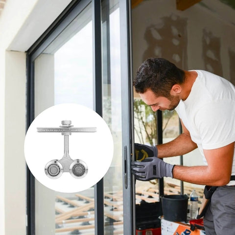 Man installing Heavy Duty Steel Sliding Door Track Roller for Industrial Doors And Cabinets, Rust Resistant With Smooth Quiet Operation