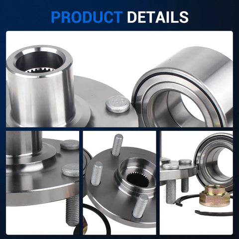 Beefy Front Wheel Hub Assembly Pair Fits Toyota Camry 2004 To 2017 Avalon 2005 To 2013 Highlander 2005 To 2007 Solara 2004 To 2008 And Lexus ES RX Models 2004 To 2013 5 Lug Wheel Bearing Replacement Kit OEM Grade close-up view showing detailed metal components in product details
