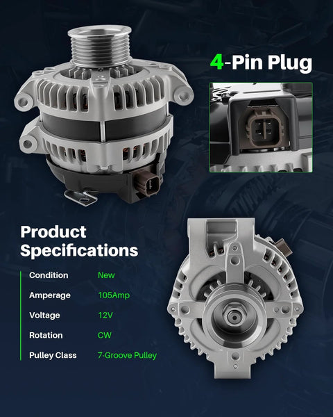 Alternator Replacement For Acura CSX TSX Honda Accord Civic CRV Element Fits 2003 To 2011 2.0L 2.4L PCM Controlled Smart Charge