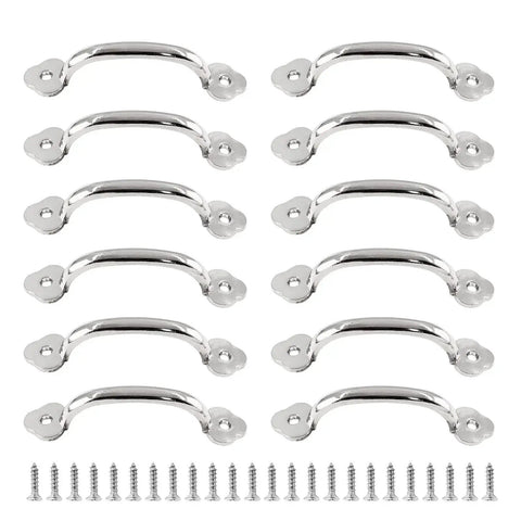 12 Pcs 4 Inch Modern Silver Plum Blossom Box Pull Handles Zinc Alloy With Screws For Drawers Cabinets Wardrobes Hole To Hole 3.2 Inches Durable Hardware