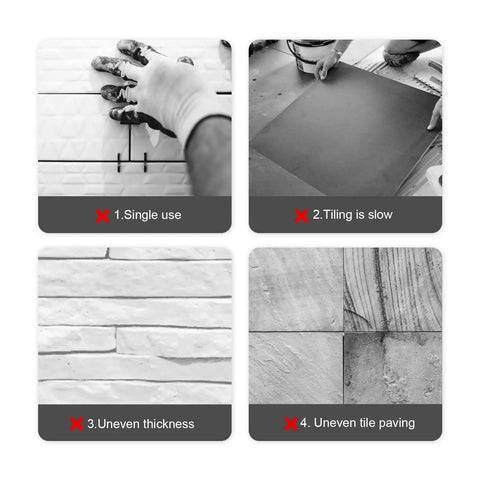 Image showing challenges in tiling: improper use, slow progress, uneven thickness, and uneven tile paving.