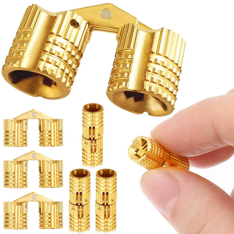 Hidden Brass Barrel Hinges Set For DIY Jewelry Boxes And Small Cabinets With 180 Degree Opening 8mm Concealed Hinges 8 Piece Kit