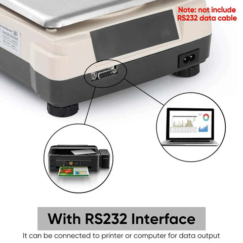 Pro Grade 0.01g Lab Scale With 5000g Capacity, Gram Counting Balance, RS232 Port, digital interface view.