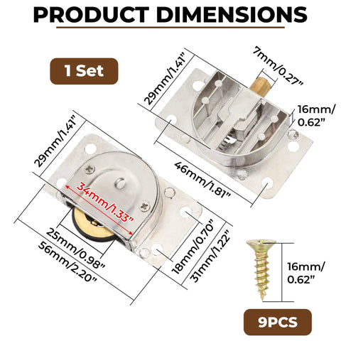 Smooth Sliding Cabinet Door Hardware Set With Durable Stainless Steel Single Wheel Rollers And Zinc Alloy Pulley Track