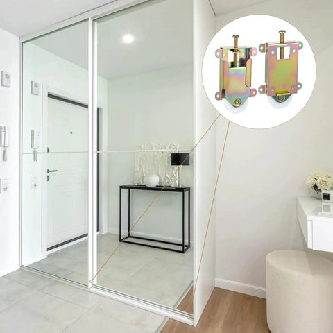 Sliding door with 4 Pack Two And A Half Inch Sliding Mirror Closet Door Rollers Wheels Replacement Assembly in metal and nylon