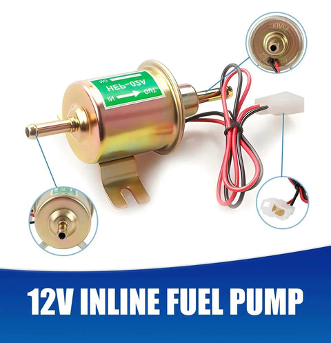 12V Low Pressure Electric Fuel Pump Replacement For Cars And Motorcycles Plunger Type Oil Pump with Gold Aluminum Body