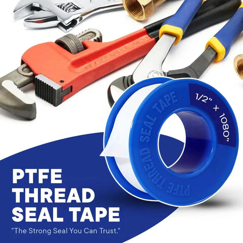 PTFE Plumbing Tape Half Inch By 1080 Inches Heavy Duty Pipe Thread Sealant For Water, Air, And Gas Lines with tools