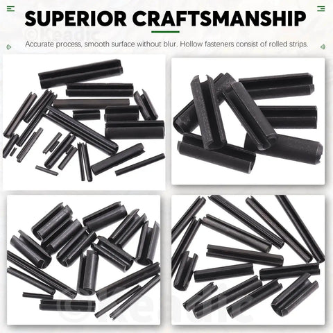 405 Piece Roll Pin Set With 27 Sizes Slotted Spring Pins For Dowel Tension And Expansion Black Steel Pins