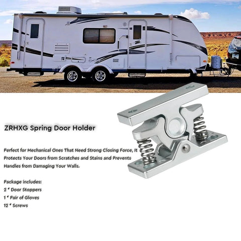 2 Pcs RV Door Catch And Trailer Door Latch Spring Loaded Easy Lock Stop Double Roller Zinc Alloy Durable Door Hardware