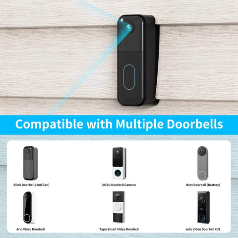 Vinyl Siding Mount For All New 2nd Gen Video Doorbell Camera, Adjustable Corner Wedge Kit For 4 Inch Standard Vinyl Siding, black