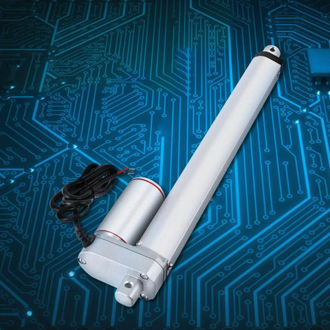 Beefy 24V Linear Actuator With 750N Push Pull, 300mm Stroke And Permanent Magnet DC Motor Drive on tech background