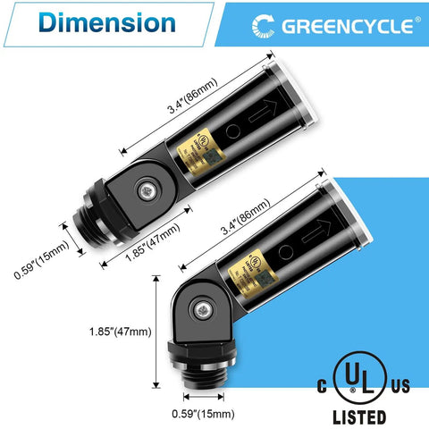 Dimensions of Smart Dusk To Dawn Photocell Sensor For Outdoor Lights Auto On Off IP65 Waterproof with UL listed certification.