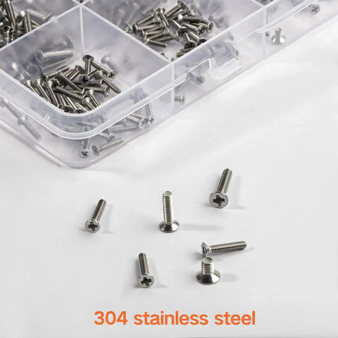 Beefy 960 Piece Laptop Screws Set In 304 Stainless Steel Flat Head Countersunk Machine Screws in open container