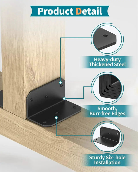 Built To Last Heavy Duty 4 Inch L Bracket Corner Brace 90 Degree Angle Iron Supports For Wood Shelves Black Powder Coat