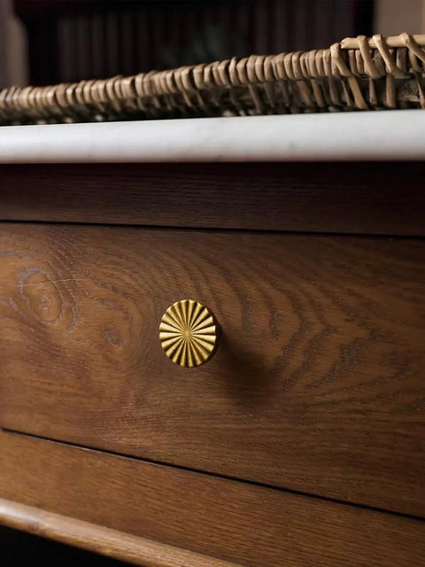 Antique Brass Cabinet Knobs 10 Pack Vintage Flat Drawer Pulls For Kitchen Cupboard Bathroom Dresser Zinc Alloy Installed on Drawer