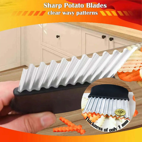 Pro Grade Large Crinkle Cutter With Stainless Steel Blade and Ergonomic Non Slip Handle in kitchen setting