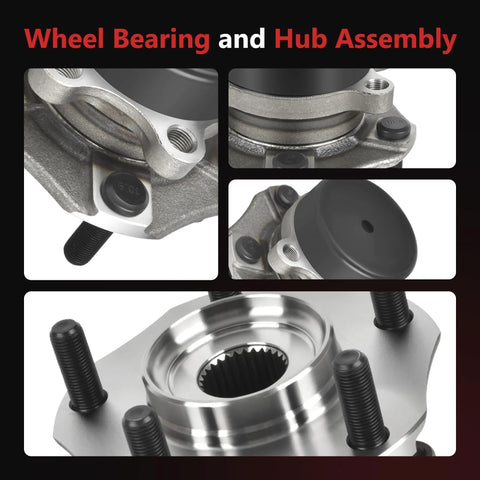 Two Piece Front Wheel Bearing And Hub Assembly With ABS Fits Chevrolet City Express 2015 2018 Nissan Leaf 2013 2017 NV200 2013 2019 Sentra 2013 2019 5 Lug Replacement Easy Install Durable Aftermarket close-up view