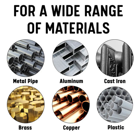 Wide range of materials for Six Piece NPT Pipe Die Set For Rethreading In Carbon Steel Hex Dies including metal, aluminum, cast iron, brass, copper, plastic.