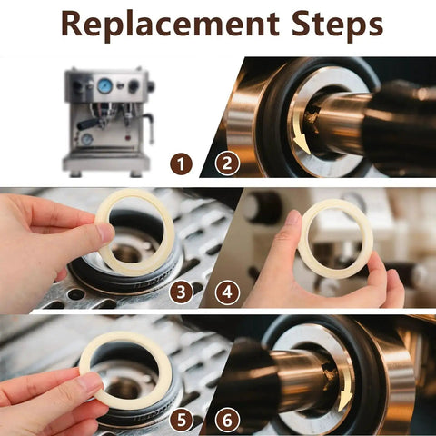 Step-by-step guide for installing Two 54mm Silicone Steam Rings Replacement Gasket For 54mm Group Head Espresso Machines.