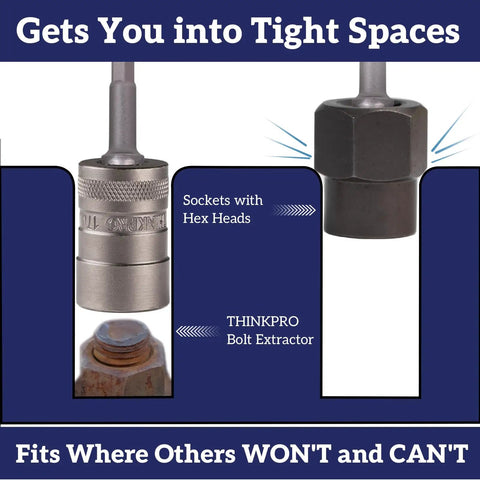 Bolt Extractor Kit Round Bolt Remover Set For Damaged Bolts And Screws Extractor Socket Set in tight space illustration