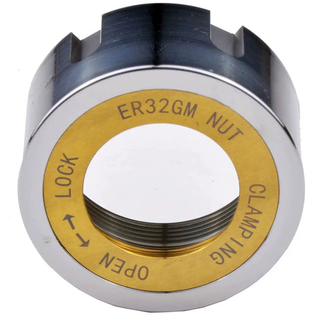 Front view of ER32 Bearing Collet Nut M40x1.5 Dead On Precision TIR 0.005mm for CNC Tool Holders with locking mechanism