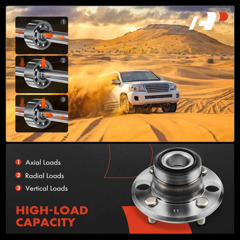 Car driving in desert illustrating axial, radial, and vertical loads on 2 X Rear Wheel Bearing And Hub Assembly 4-Lug Kit