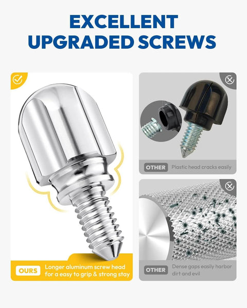Attachment Thumb Screw For Stand Mixer Attachments Upgraded 6061 Aluminum 1.65 Inch Long Chrome Finish Replacement Part displayed against plastic alternative. Focus on durability and grip.