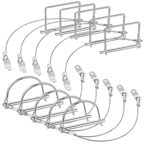 10 Pcs Trailer Coupler Pins With Steel Quick Release Rings For Farm Trailers Wagons And Hitches Locking Pins In Square And Arched Styles For A Heavy Duty Secure Fit 2 3 4 Inch Shaft Length 6 x 70 Mm Durable Silver Finish Prevents Loss, showing mix of square and arched pins