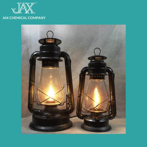 Oil lanterns with vintage design finished using Water Based Antique Metal Darkener For Quick Heat Free Finishes.