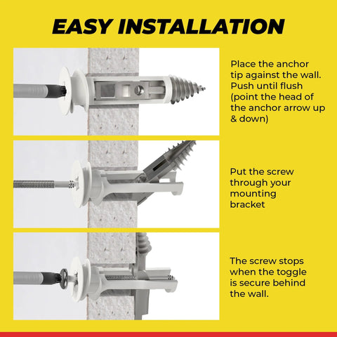 Heavy Duty Drywall Anchors And Screws Kit Including Toggle Anchors And Self Drilling Zinc Plastic Anchors for easy installation steps