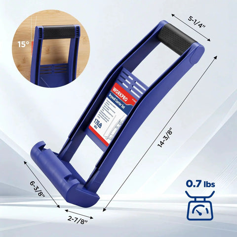 WORKPRO drywall carrier, blue plastic, 2-pack; supports drywall/plywood up to 176 lb.