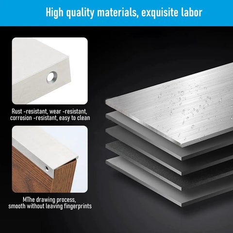 High-quality materials of 10 Pack Edge Finger Pulls For Cabinets 120mm Total Length With 96mm Hole Center, rust and wear-resistant aluminum