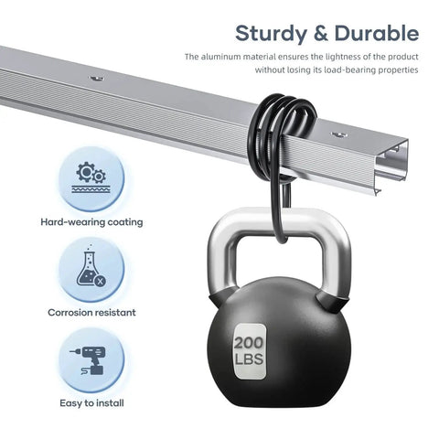 5 Foot Commercial Grade Sliding Pocket Door Hardware Track Kit with 200 lb weight, durable, corrosion-resistant aluminum, easy to install.