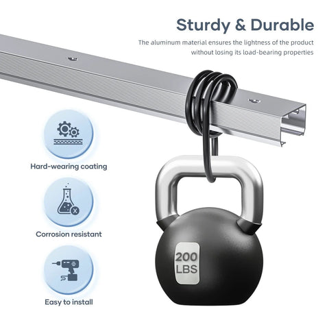 8 Foot Sliding Pocket Door Hardware Track Kit Aluminum Built Tough Heavy Duty Top Mount For 36 To 48 Inch Doors with 200 lbs weight test