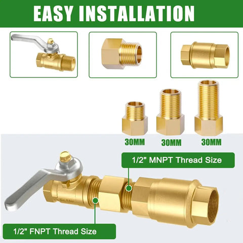 Brass Pipe Extension Fitting Half Inch Female to Half Inch Male Connector Hex Bushing Adapter, easy installation, 30mm NPT