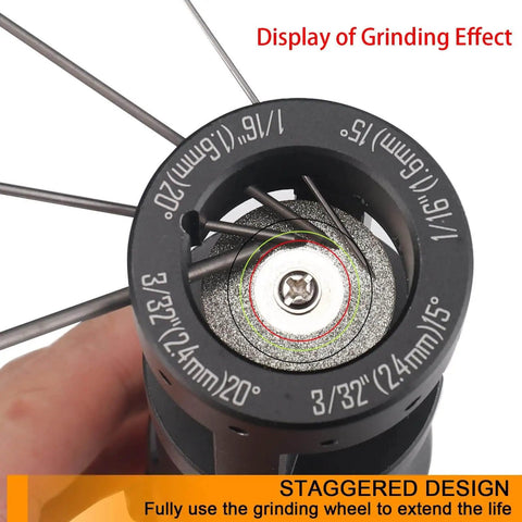 Close-up of Diamond Cutting Wheels Kit For TIG Welding And Tungsten Electrode Sharpening showing grinding effect.