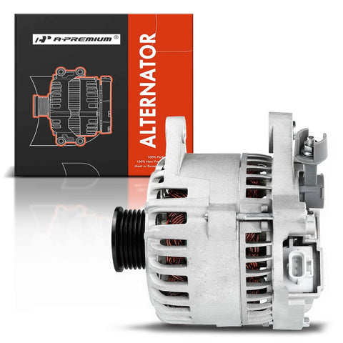 Side view of 110 Amp 12 Volt Clockwise Rotation Alternator With 6 Groove Pulley For Ford Focus 2000 To 2004 2L L4 Escape