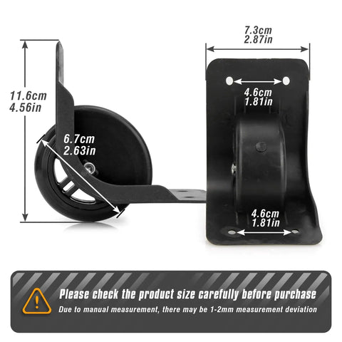 Rear Luggage Replacement Wheels Set 2 Pieces For Suitcase ZD 034 Durable PVC And PP Wheel With Bearing Strong Wear Resistant Construction Includes Screws For Quick Repair And Smooth Rolling Size Details Shown In Photo