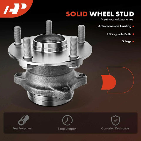 Close-up of Two Rear Wheel Bearing And Hub Assemblies For Subaru Outback 2015 Through 2021 Forester 2019 Legacy 2015 Through 2021 Ascent
