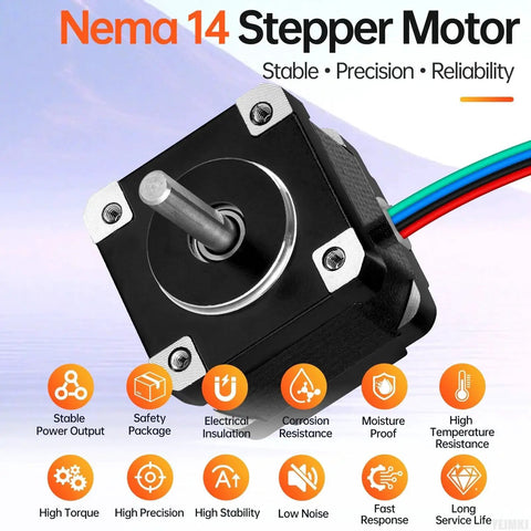 Nema 14 Stepper Motor 1.8 Degree 2 Phase High Torque 7Ncm Bipolar 4-Wire With 1M Cable Ideal For DIY Rigs and CNC Machines